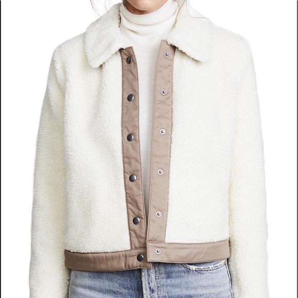 Madewell High Pile Fleece Portland Jacket - Cream/White - Picture 1 of 7